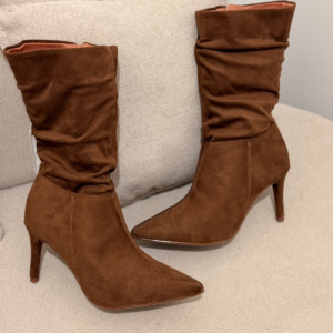 Bota Feminina Vizzano Caramelo Couro Camurça